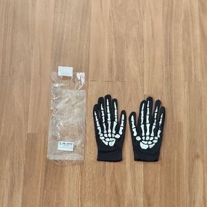 Skeleton Design Black Gloves